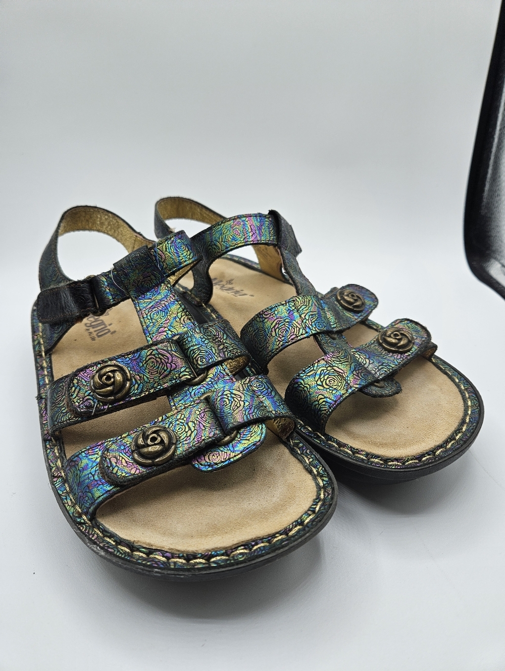 Alegria Kleo Abalone Rose Leather Sandals Shoes Sz 38 US 8-8.5 KLE679 Iridescent